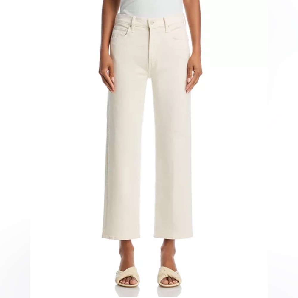 MOTHER Cream Cropped Wide-Leg Jeans